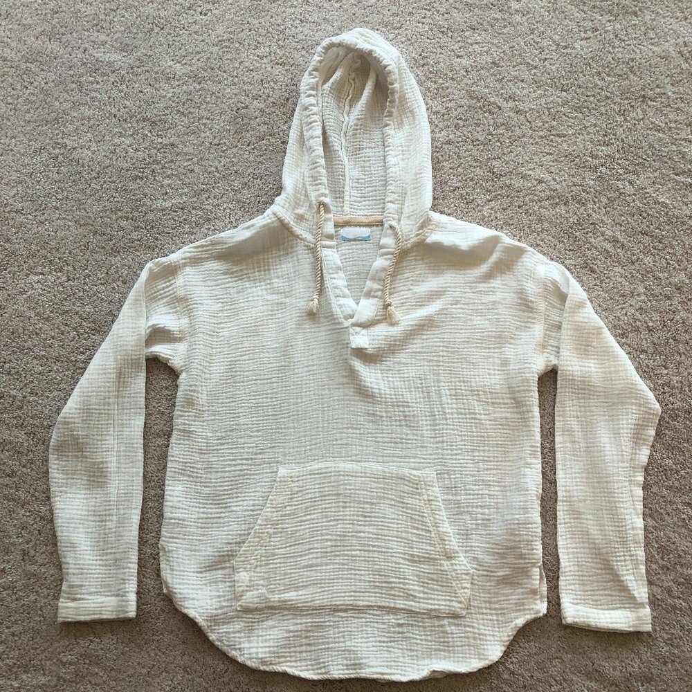 Altar'd State Swim Cover-Up Waffle Top Drawstring Hoodie Lightweight Shirt